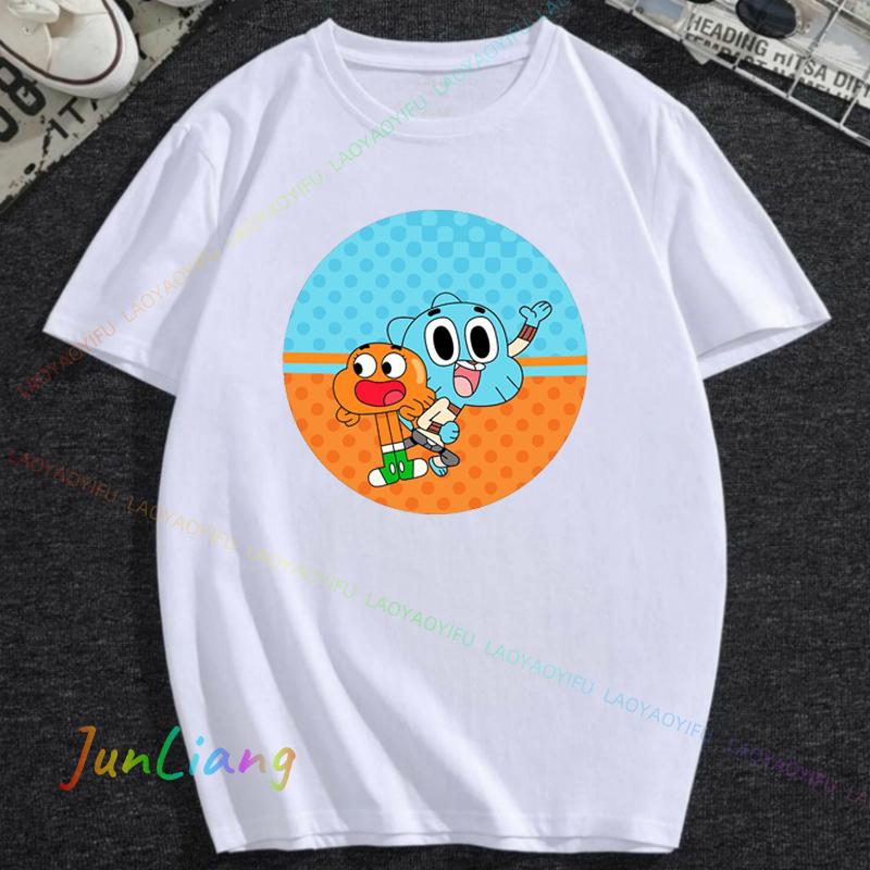 Gumball Und Darwin Cartoon Animation Unisex T-Shirt Y2k Kleidung Kurzarm T-Shirt Lustig