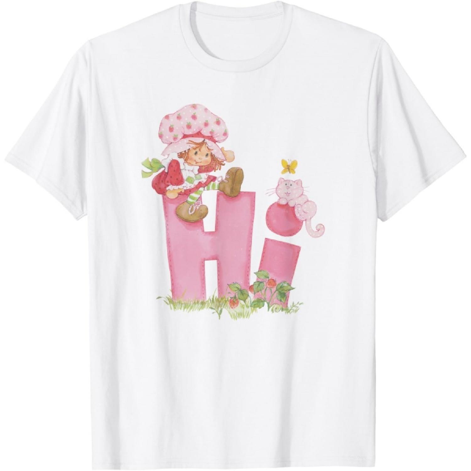 Strawberry Shortcake Hi Cute Pink Vintage Garden Post T-Shirt S