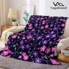 Pink Purple Ditsy Floral Navy Flannel Blanket Warm Soft Halloween Christmas Decorative Couch Warm Cozy All-Season Gift