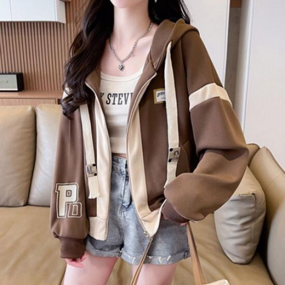 Navava Casual Colorblock Point Long Sleeve Hoodie Zip Up Nc170