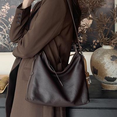 Premium Sense Versatile Shoulder Armpit Bag New Trend Cowhide Tote Bag Genuine Leather Women's Bag