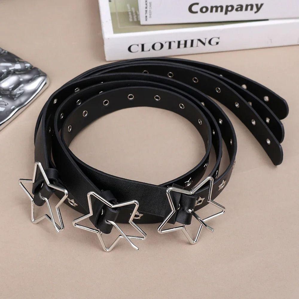 Adjustable Star Waistband PU Leather Women Waist Belt Casual Rivet Belt  Pants Decor