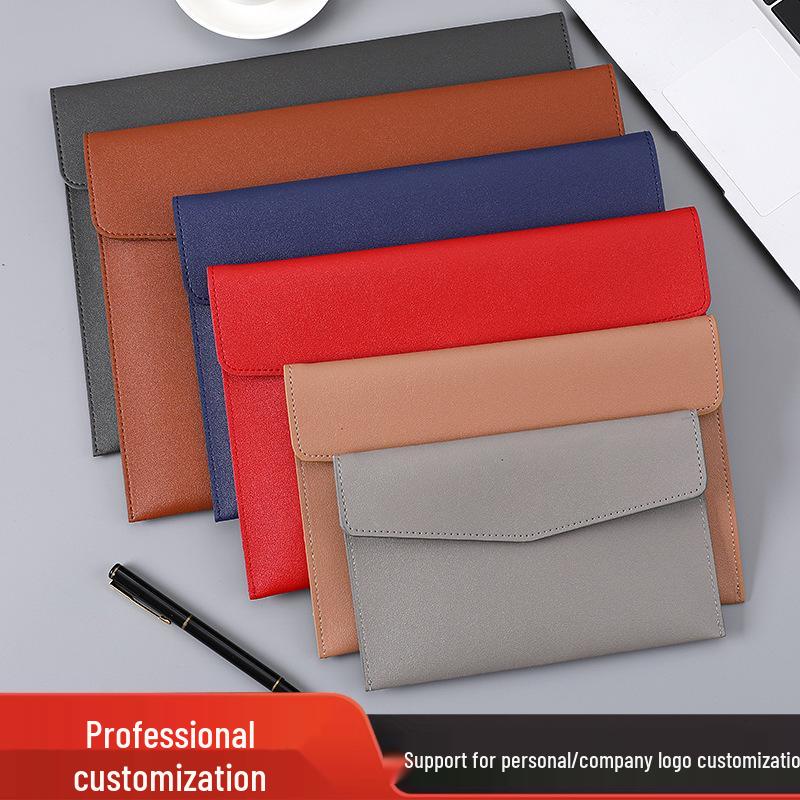 Borsa Grande Capacità A4 in Pelle per Documenti - Cartella Impermeabile e Ispessita con Logo Personalizzato.