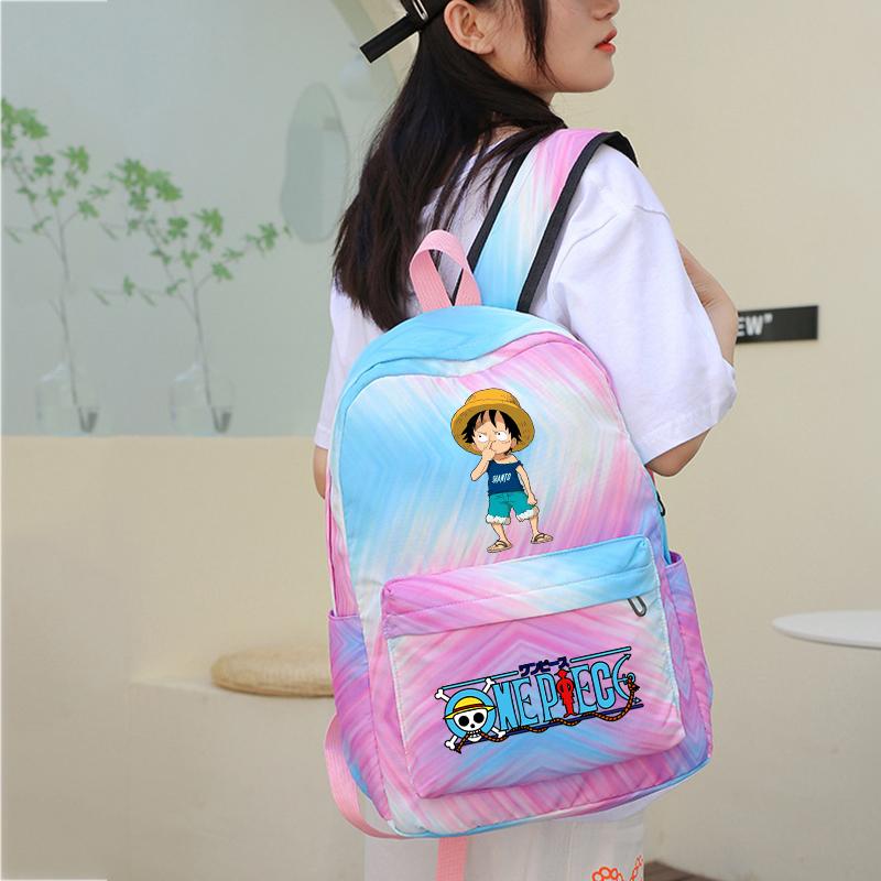 3Pcs/set Anime One Piece Anti-Theft Backpack Casual Daypack with Lunch Bag Pencil Case Back To School Daily Bookbag for Boy Girl Mochila Rucksack