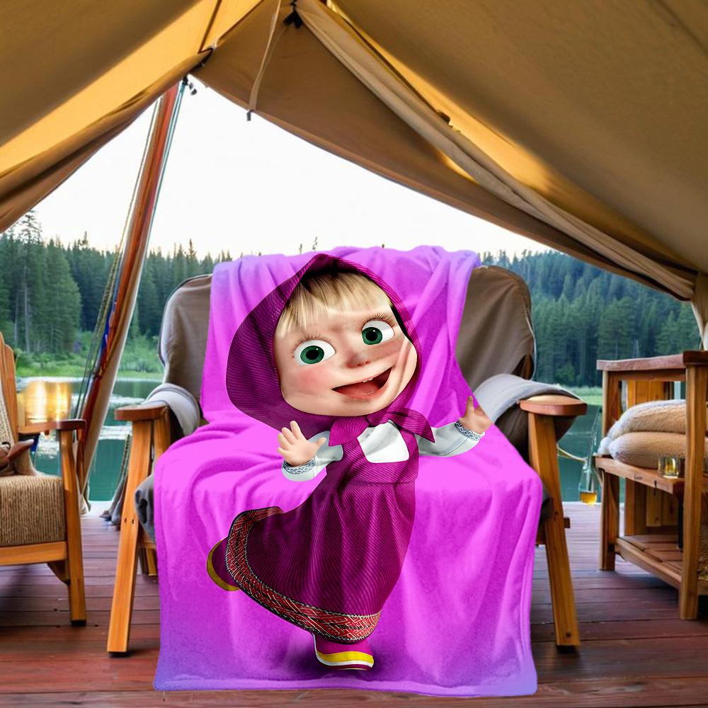 1pc Masha Outdoor Blanket Lightweight Flannel, Soft & Warm, All-Season Use for Sofa, Outdoor, Camping, Living Room, Office107