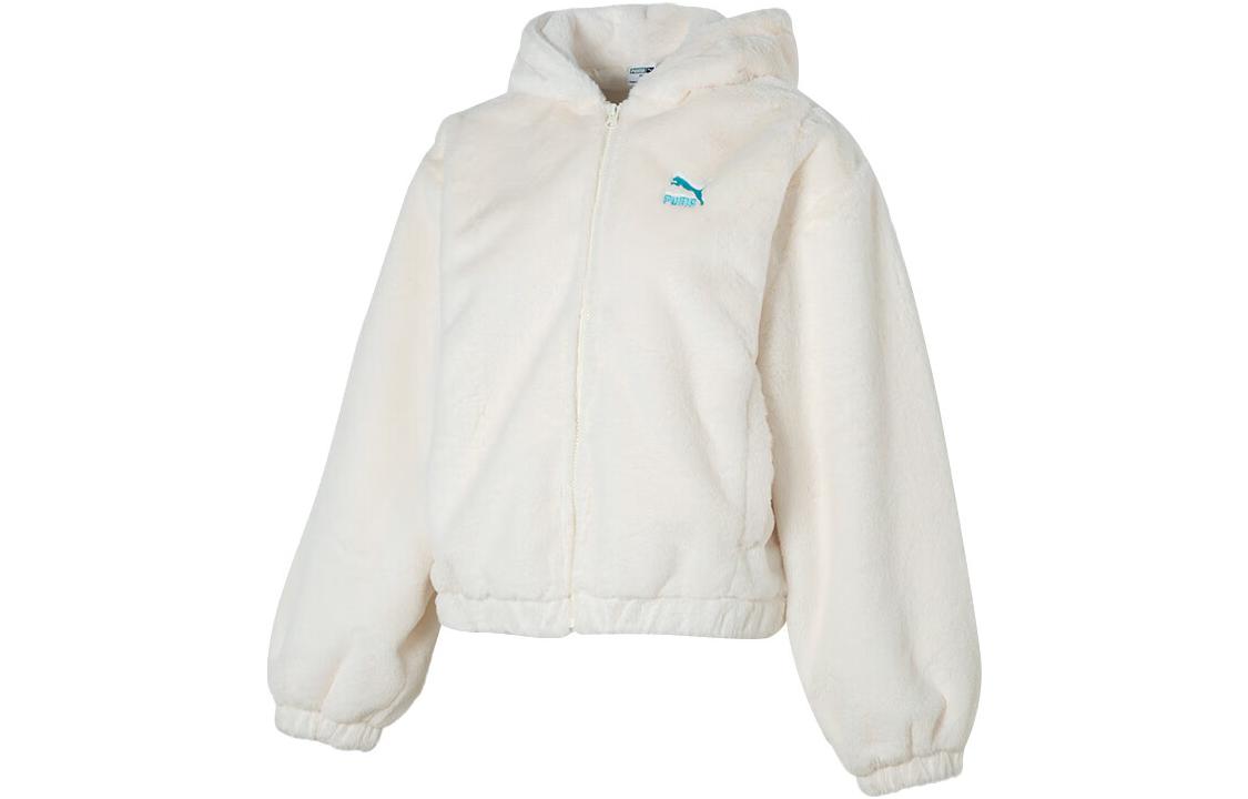 PUMA Velvet Jackets Women s White Hooded Moderate 625194-65 XL