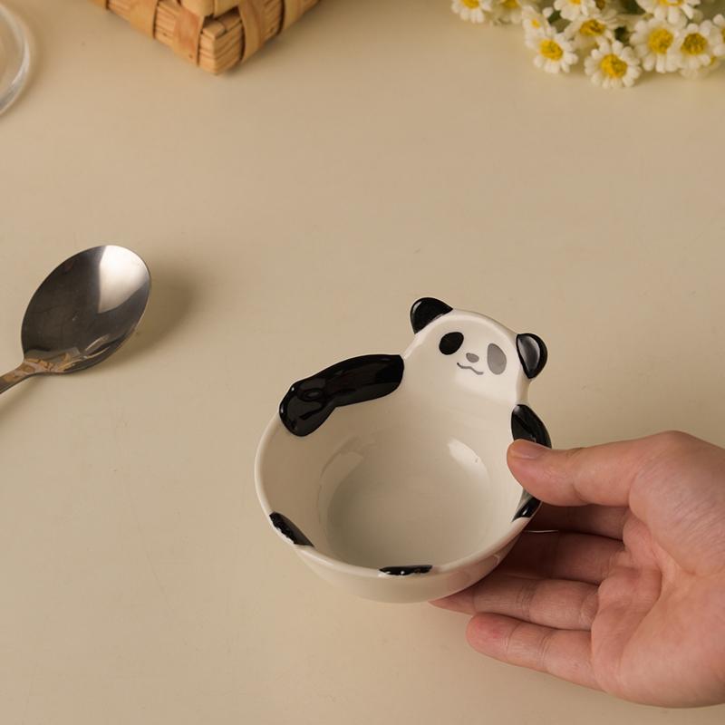 Panda Ceramic Dipping Dish, Cute Shaped Mini Bowl, Steamer Available, Fruit and Snack Bowl, Home and Restaurant Tableware