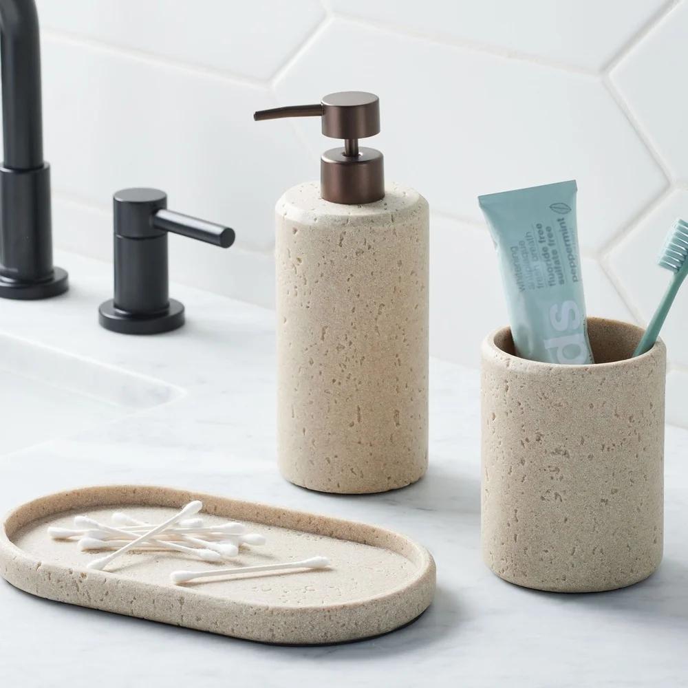 Pompă Săpun Piatră Falsă Design Compact Elegant Baie Bucătărie Dozator Organizator Loțiune Accesoriu Decor Acasă