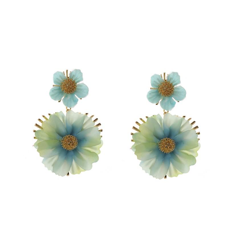 Dopamine Statement Earrings Women Bold Floral Design Ocean Vacation Style Electroplated Iron Multi-Color Options
