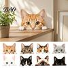 Healing Style Desktop Ornaments Cute Cat Shelf Sitter Ornament, Wooden Peeking Kitten Figurine, Playful Decor 2D Flat Decorative Statue for