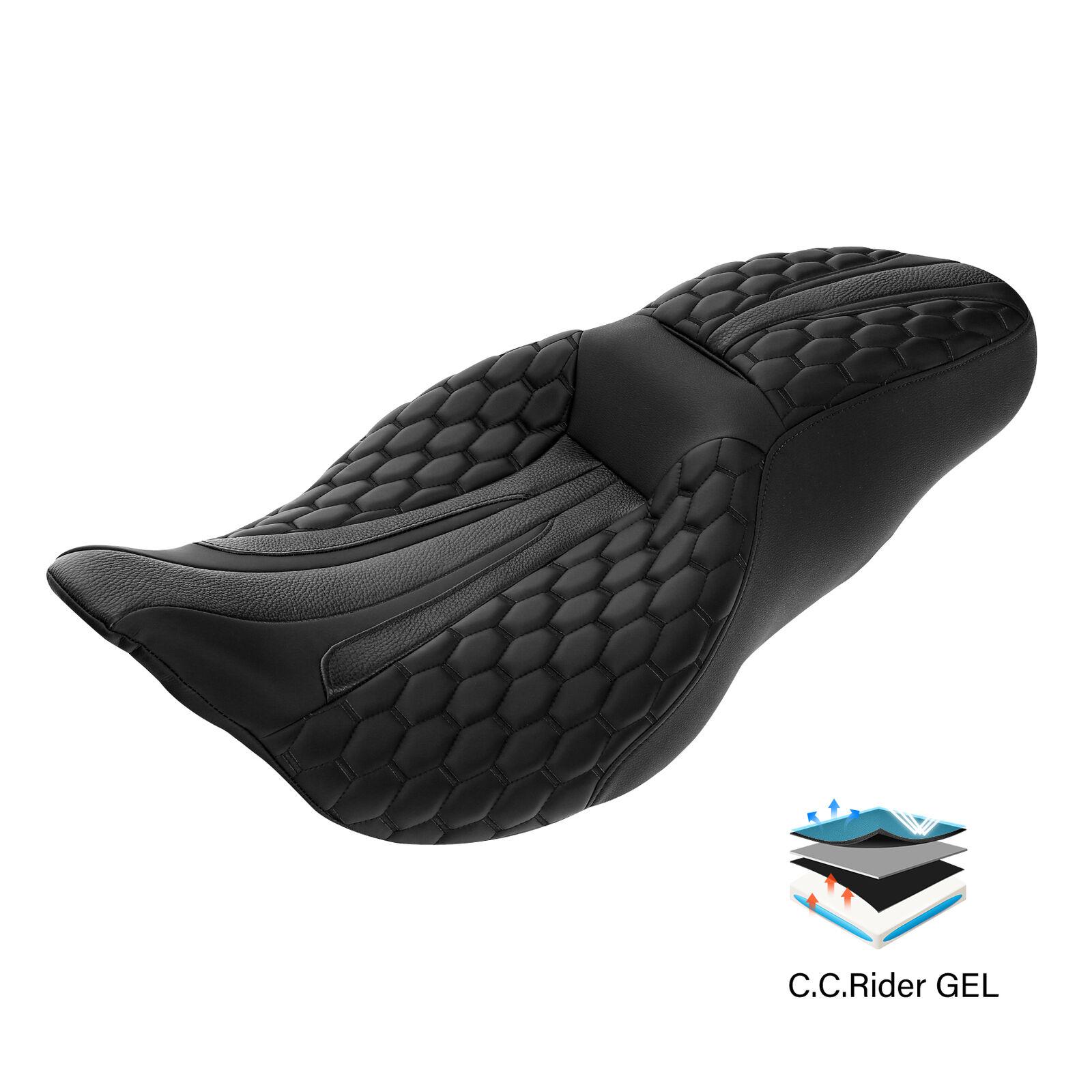 Motorcycle Driver Passenger Gel Seat For Harley Touring Street Road Glide Electra Glide 2009-2023 чёрный