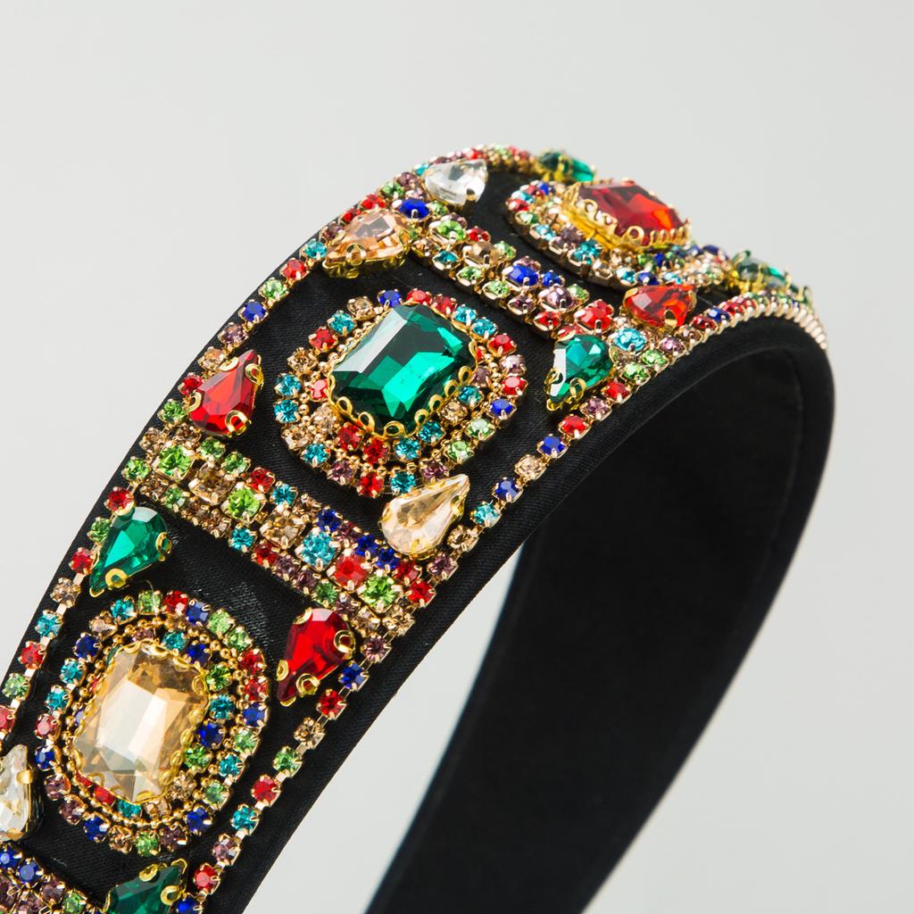 New Bright Heavy Industry Baroque Colorful Crystals Headband Women's High Quality Retro Dance Club Hair Accessories