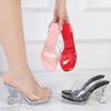 Fashion Sexy Transparent PVC Platform Wedges Women Slippers Sandals Fashion Square Heeled Ultra High heels Slides Mules Summer Shoes