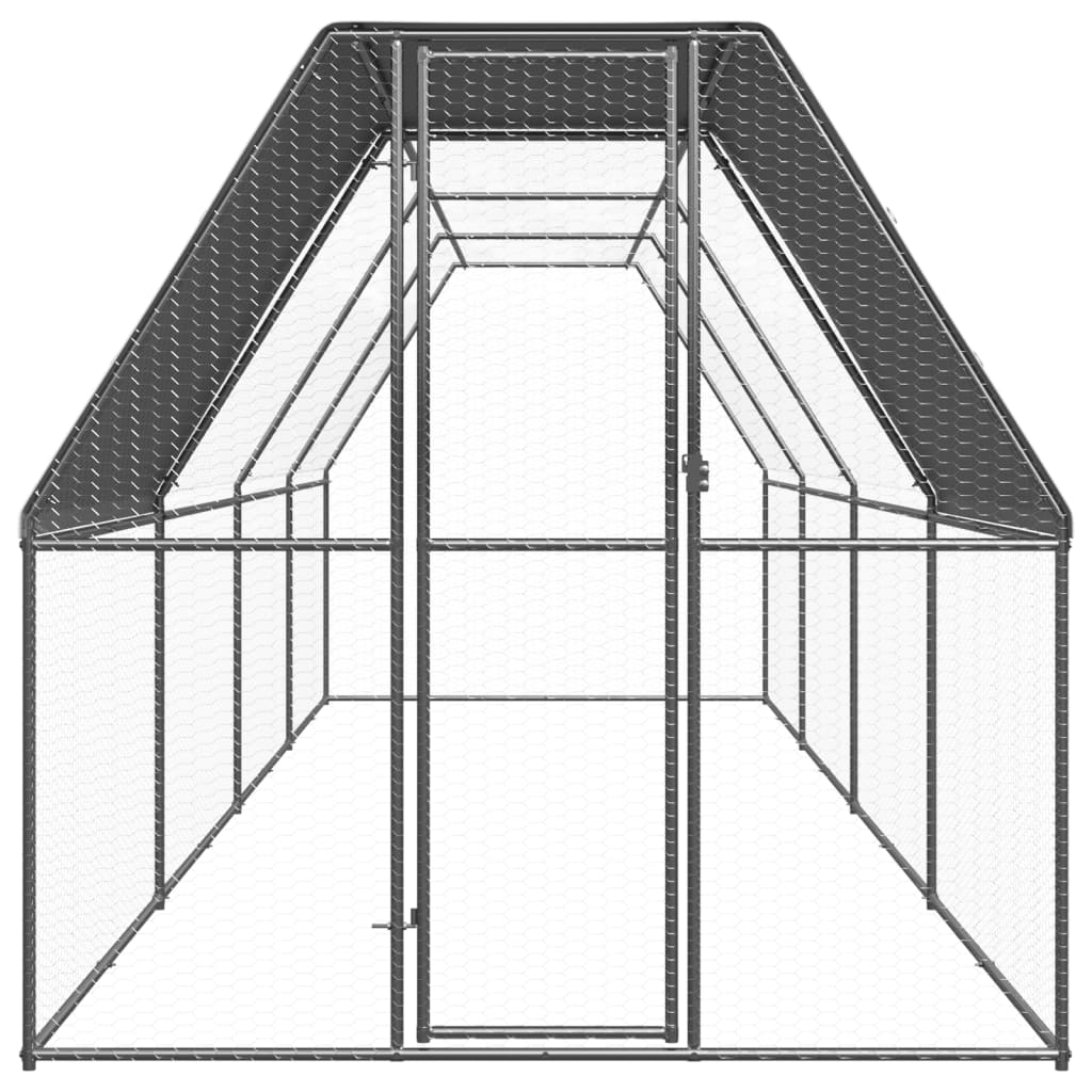 Vidaxl Gabbia Esterna Per Polli, 2X8X2 M, Acciaio Zincato