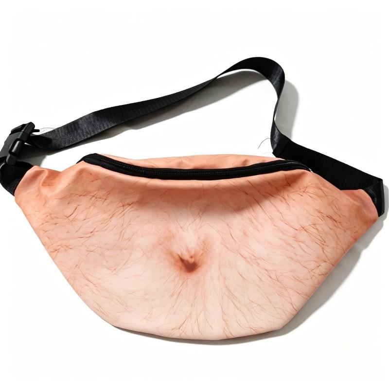 Fake Beer Belly Fanny Pack Funny 3D Print Dad Bod Money Belt Waist Bag Novelty Belly Bum Bag For Party Cosplay Gift