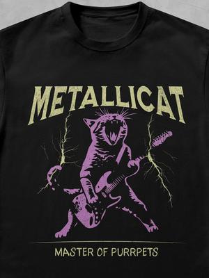 Metallicat Shirt Funny Cat Tshirt Heavy Metal Music Tee Thrash Rock Gift Guitar Cat Metalhead Clothing Cat Dad Gift
