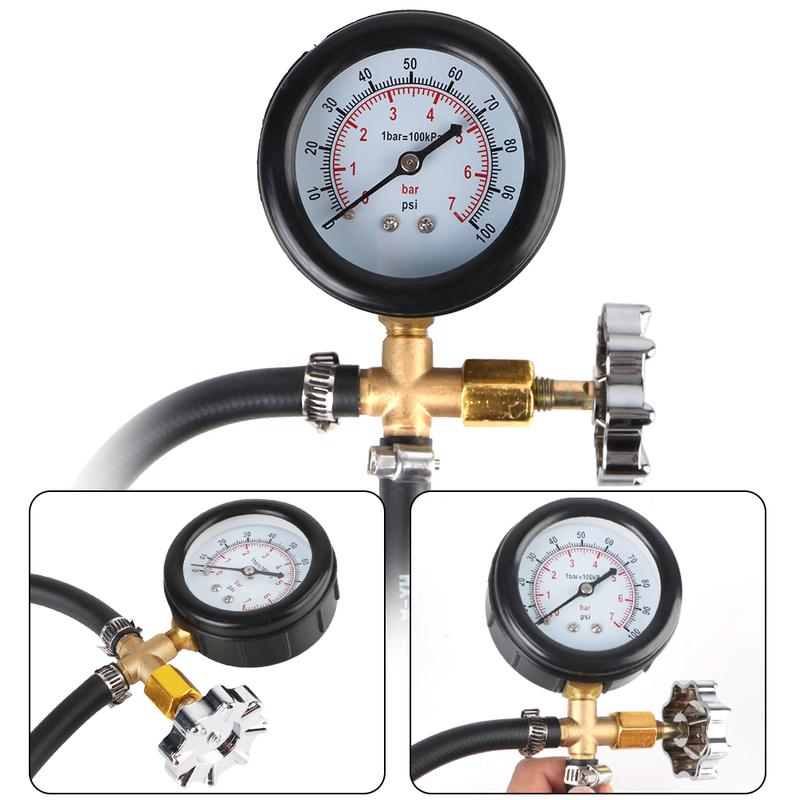 Car Fuel Pump Pressure Gauge Tester Quick Connected Gasoline Pressure Gauge Meter for Car Truck Gasoline 0-100PSI