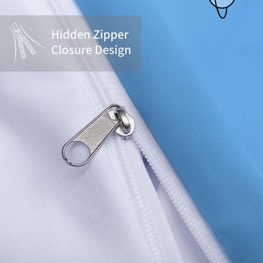 3-piece down duvet cover with blue cartoon astronaut pattern print (1 duvet cover+2 pillowcases, no core) bedding set