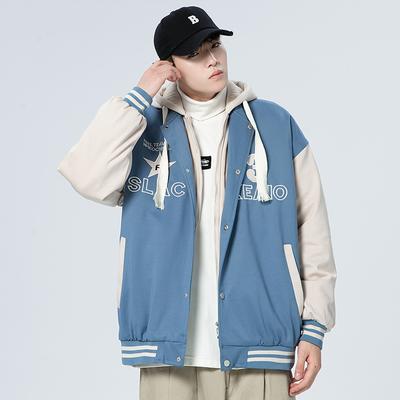 Nuova Giacca Autunnale Uomo Felpa con Cappuccio Stile Hong Kong Cardigan Ricamato Giacca Larga Casual Gioventù