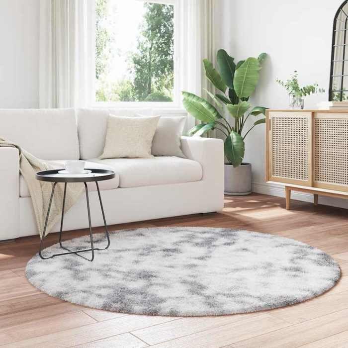VidaXL Shaggy Rug with Long Pile Light Grey 160x160 Cm Polyester, Rug, Bedroom Rug, Modern Rug, Living Room Rug, 4102914