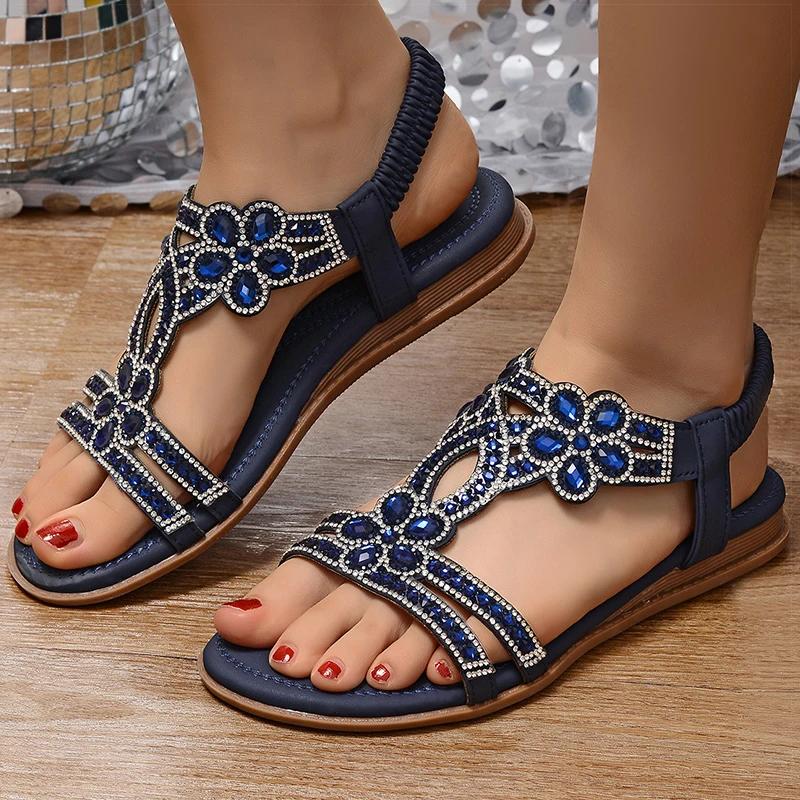 Women's Sandals Bling Bling Crystal Sandals Summer 2025 New Shoes For Women Low Heels Flat Sandalias Mujer Footwear Summer Shoes