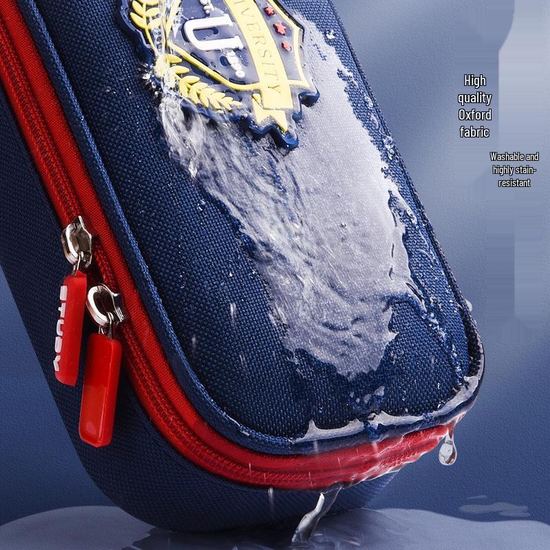 Britischer Stil Dreilagiges Canvas Federmäppchen - Schreibwarentasche mit großem Fassungsvermögen für Studenten