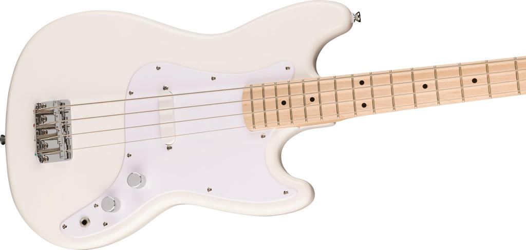 Squier by Fender Fender Squier Electric Bass Squier Maple White Arctic White Soft Case Included Sonic™ Bronco™ Bass, Fingerboard, Pickguard,
