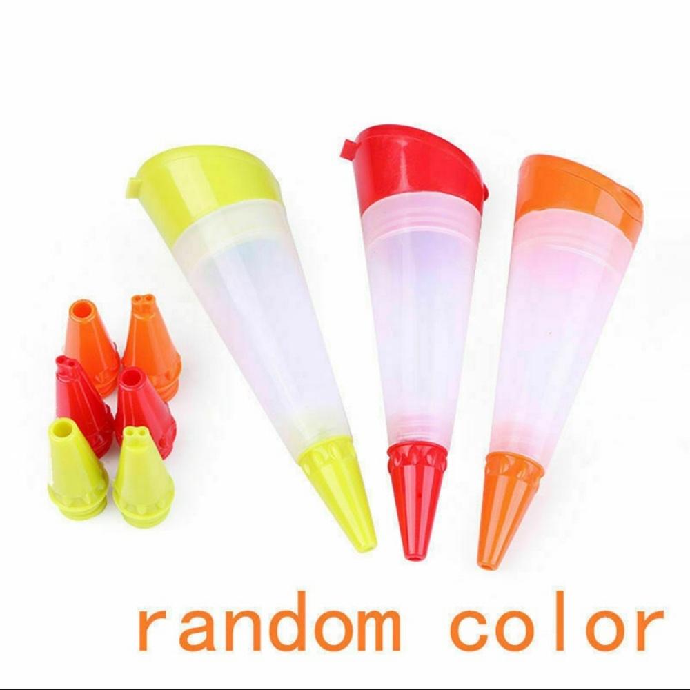Reusable piping bag set, pastry decoration pen set, with 3 silicone tips, reusable cake decoration tools, random colors
