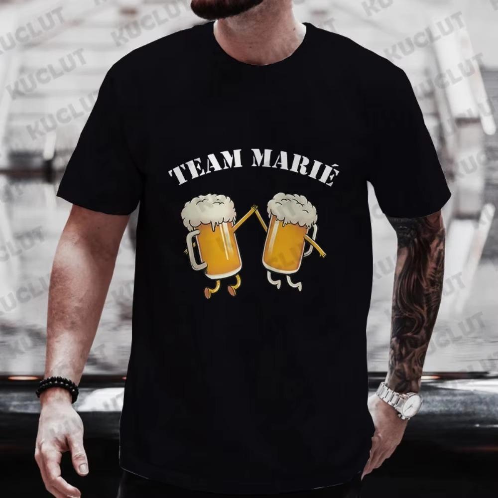 Französisches Single Abschied Junggesellenabschied T-Shirt Sommer Hochzeit Bier Grafik Tops Evg Team T-Shirts Zukünftiger Bräutigam Man Squad T-Shirt