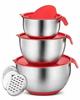 Classic Stainless Steel Salad Mixing Bowl Set Silicone Bottom Airtight Lids with Handle Slicer