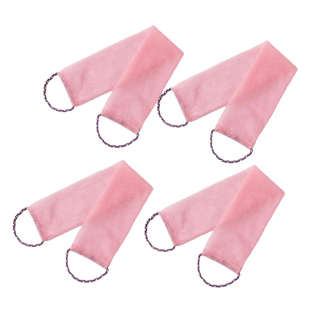 4x Bath Net with Handles Washing Accessories Washcloth Body Back Scrubber