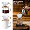 Glas Kaffeefilter/Dripper - Konischer Glas Pour Over Kaffeefilter mit Bambusständer & Griff, 1-4 Tassen Tropfzubehör