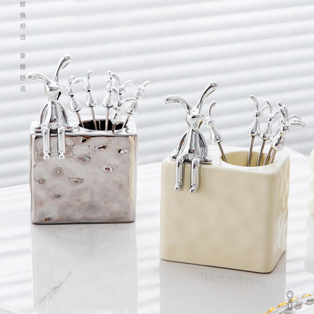 Durable Rabbit Fruit Fork Set Fashion Unique Fruit Fork Dining Utensils Rabbit Dessert Forks Suitable for Any Occasion
