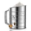 2025+ Flour Sifter for Baking, Stainless Steel 3 Cup Flour Sifter with Rotary Hand Crank, Fine Mesh and Agitator Flour Duster