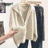 Women's Hooded Wool Blend Zipper Knit Top