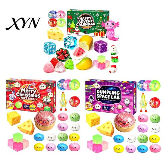 Fun Holiday Countdown Activities for Families Squeeze Toys Advent Calendar, Soft Bun Sensory Fidget Toys, Christmas Stocking Anxiety Relief