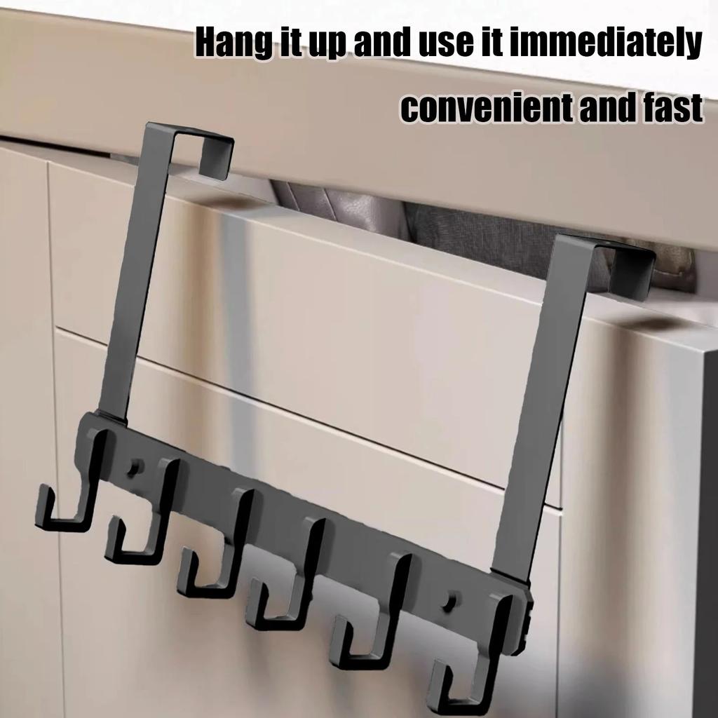 6-Hook Towel Rack Behind Door For Bathrooms And Dormitories - No Drilling Required For Installation