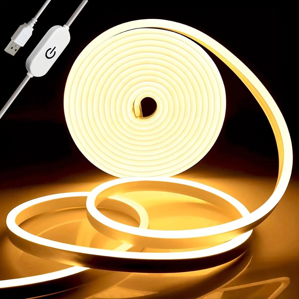 1M/2M/3M/5M Flexible LED Neon Strip Light, USB Touch Control, Corner Lamp for Home Decor,Halloween,Christmas,Party Lighting