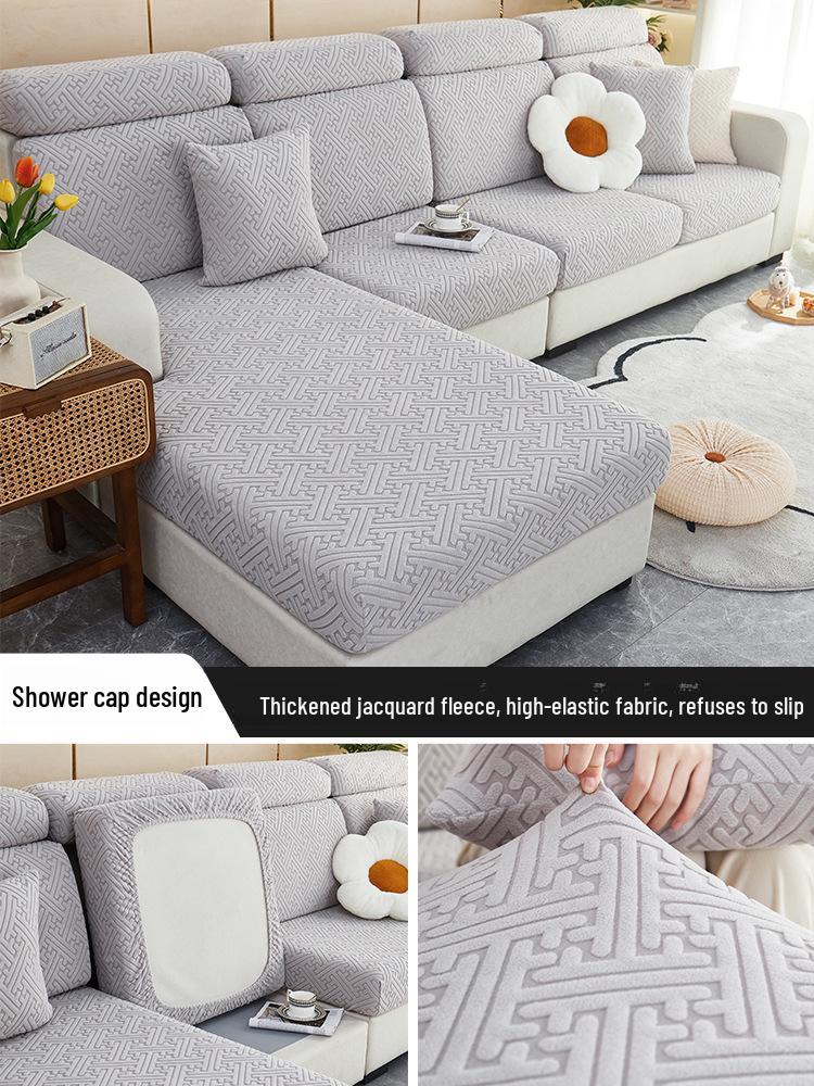 Thickened Non-Slip Polar Fleece Sofa Cover: Elastic, Full Coverage, Dustproof, High-Grade Design
