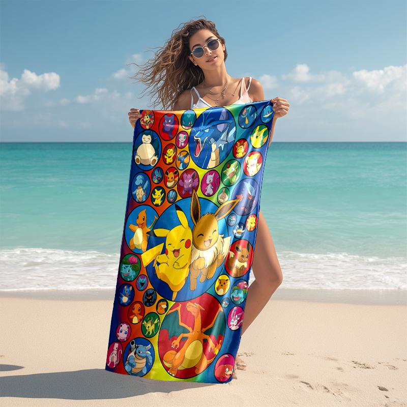 Pokémon beach towel Outdoor camping Beach towel for vacation swim Outdoor pool Absorbent bath towel