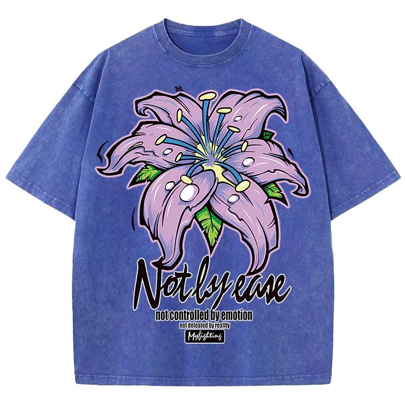 Živé kvetoucí květinové potisky Retro tričko pánské a dámské volné prodyšné vodou prané vintage pohodlné tričko