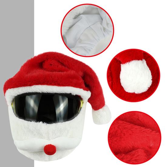 Christmas Motorcycle Helmet Cover Plush Full Face Helmet Cover Funny Santa Claus Xmas Hat