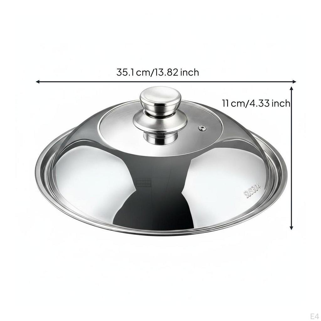 Universal Round Pot Lid Steam Vent Domed Mirror Finish Cookware for Cooking, Kitchen 28CM