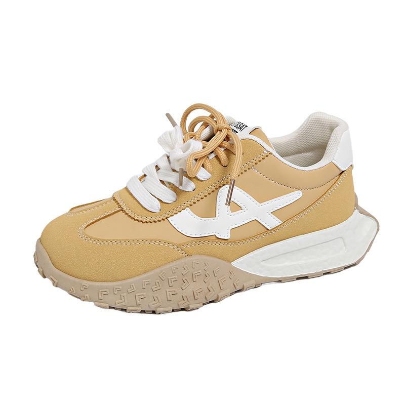 Retro Women's New Autumn Yellow Inner Height Increase Casual Shoes Color Matching Sports Women's Shoes