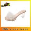 Transparent Crystal High Heels Fashion Temperament Fashion Platform Slippers 2025 Summer Thick Heel Open Toe Fluffy Shoes Sandals