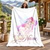Kpop Demon Hunters Custom Name Flannel Blanket Personalized Soft Warm Plush Throw Blanket Customized Gift for Family Friends