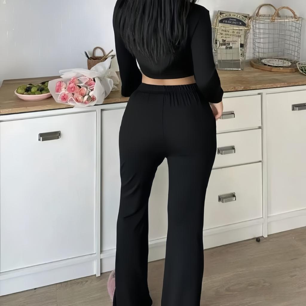 Spring autumn Women Cardigan Sleepwear solid bow Trim Pajamas Set casual sexy crop Tops and Long Trousers Loungewear Nightwear