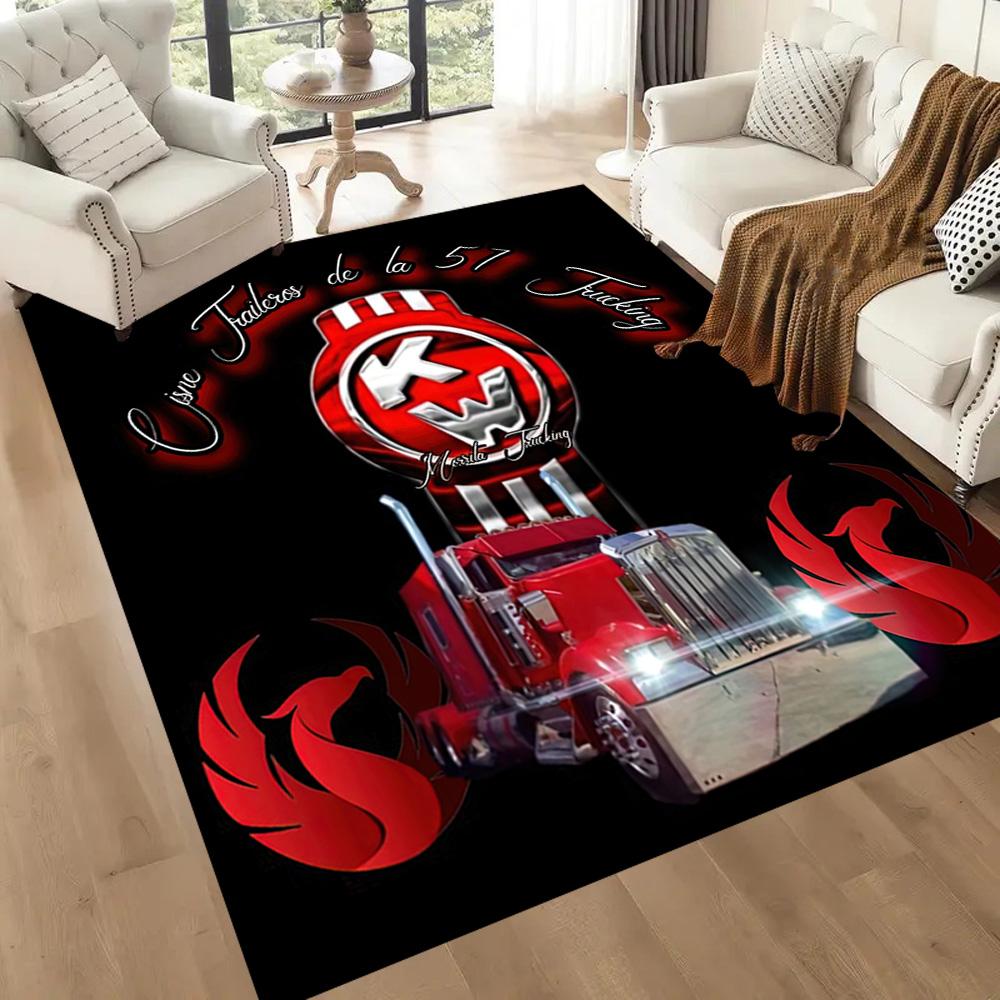 Kenworth Illuminated Logo Sign Square rugs are a great choice for living rooms, bedrooms, home décor, and as gifts.