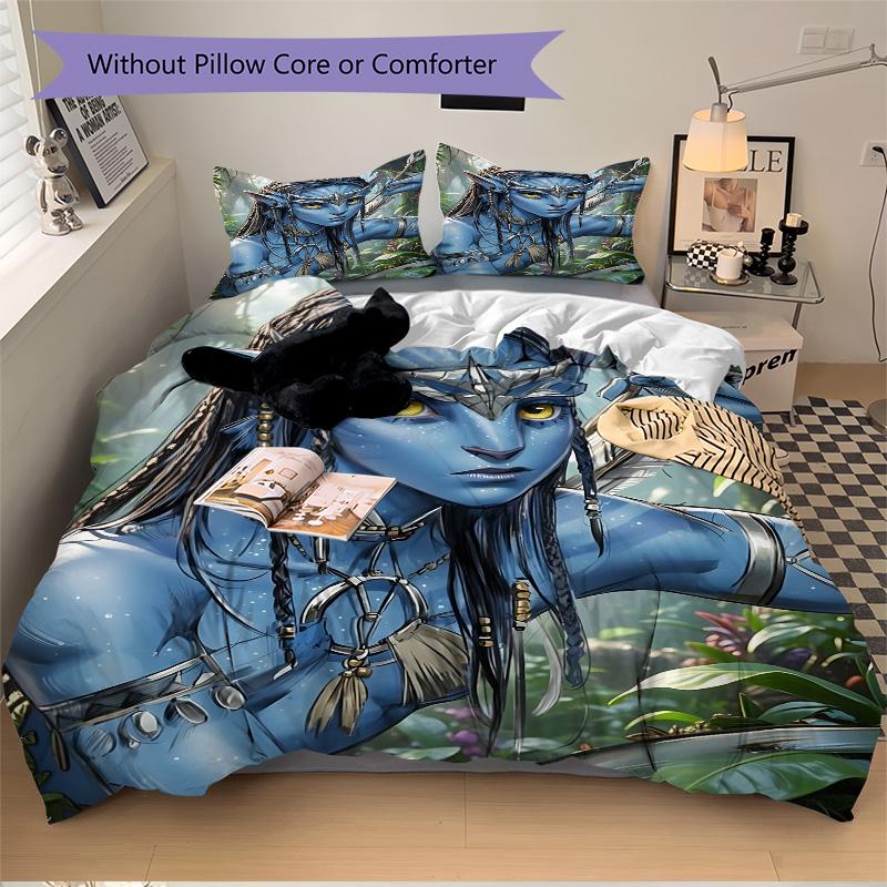 Avatar Blue Warrior Print 3Pcs Bedding Setduvet Cover With 2 Bedropillowcase Home Birthday Gift