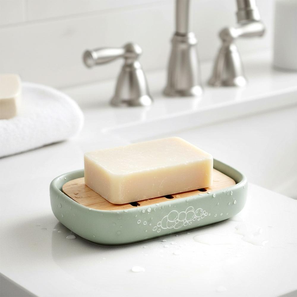 Soap Dish Holder Bamboo Mat Bathroom Soap Stand